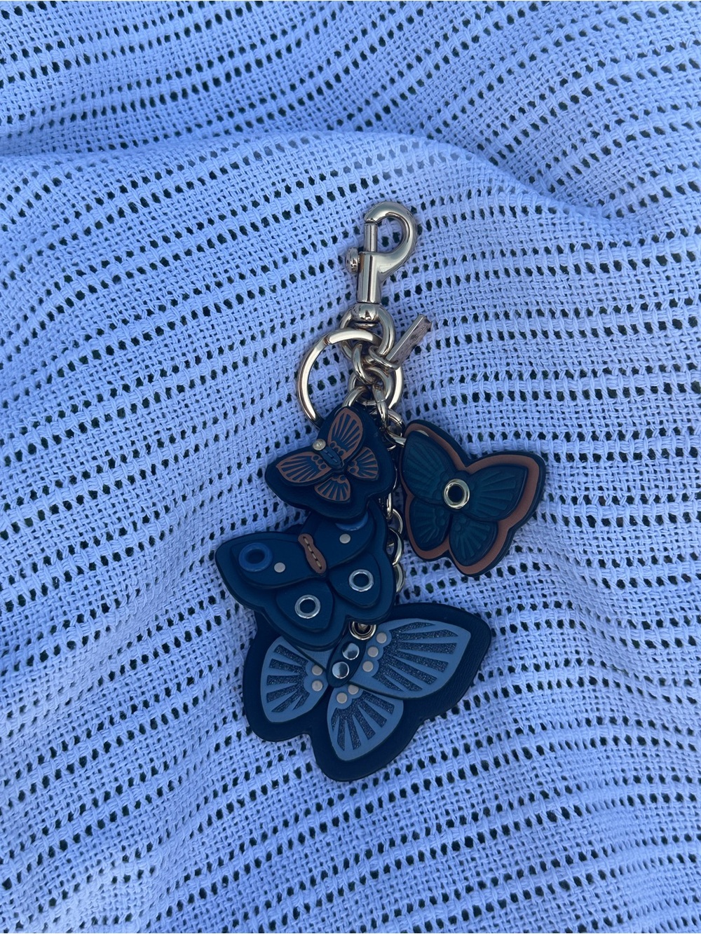 Coach Blue & Brown Butterfly Keychain Charm